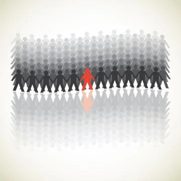 Human figures in a waved rows Stock Illustration