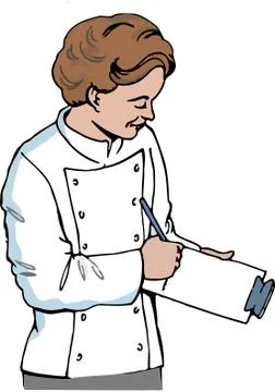 Human figures in white uniform from cook in attitude of work Illustrazione stock