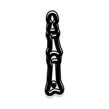 Human finger bone skeleton black white illustration Illustrazione stock