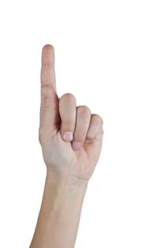 Human finger pointing up. Isolate Stock Photos