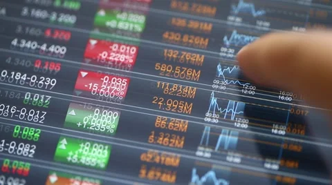 Human finger scroll down to check the stock market information Video stock 65067477