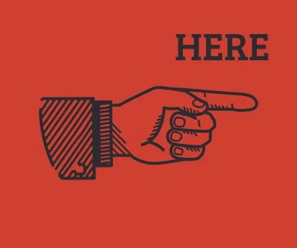 Human finger with sign here Stock Illustration