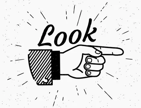 Human finger with sign here Stock Illustration