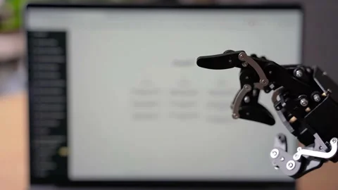 Human Finger Touching Robot Finger Stock Footage 239185791