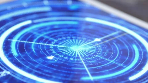 Human Finger Turns on Touch Screen Button and Activates Artificial Intelligence Stock Footage 143191532