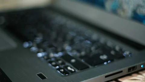 Human finger while using fingerprint biometric scanner,secure access on laptop Stock Footage 144223715