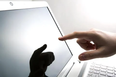 Human fingers on the Tablet PC Stock Photos