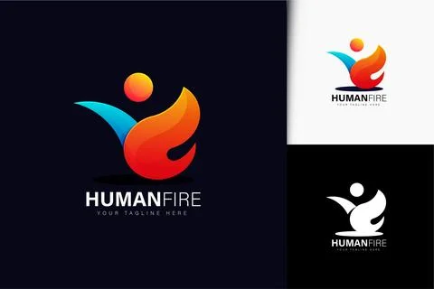 Human fire logo design with gradient Stock Illustration