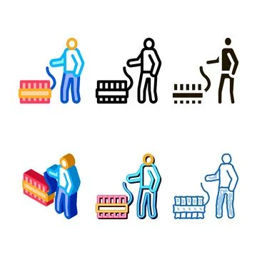 Human fire pack firework icon vector outline 库存插图