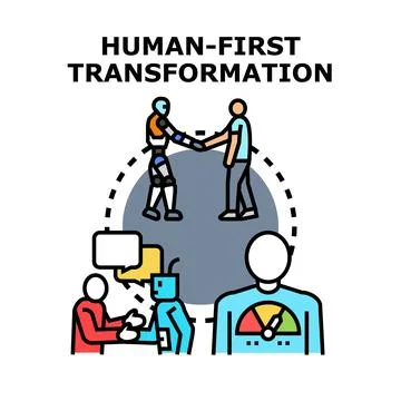 Human first transformation adapting to digital technology 스톡 일러스트