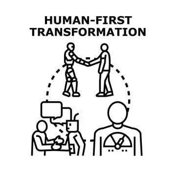 Human first transformation adapting to digital technology Stock Illustration