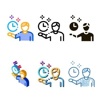 Human fixed clock designs icon vector outline Stock Illustration