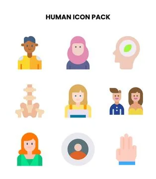 Human Flat Bundle Icons Pack Stockillustratie