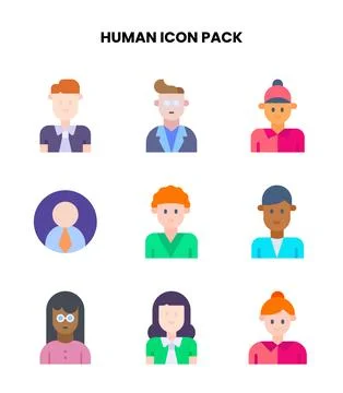 Human Flat Collection Icons Pack Stock Illustration