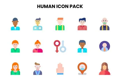 Human Flat Graphics Icons Pack Stock Illustration