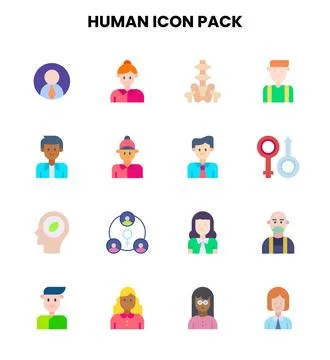 Human Flat Graphics Icons Pack Stock Illustration