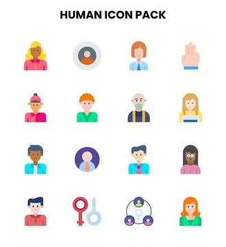 Human Flat Scalable Icons Pack 스톡 일러스트