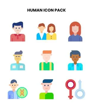 Human Flat Scalable Icons Pack Stock Illustration