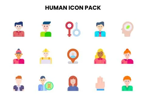 Human Flat Vector Icons Pack Stock Illustration