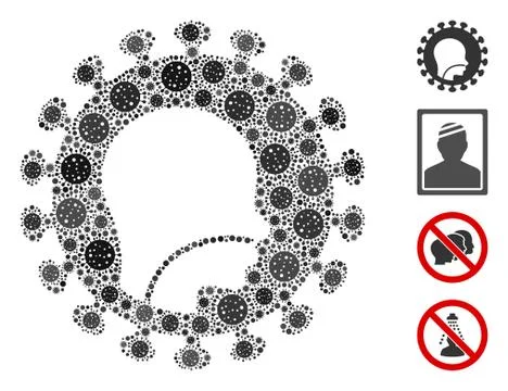 Human Flu Virus Collage of CoronaVirus Elements 库存插图