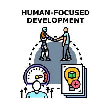 Human focused development concept involving technology and people Stock Illustration