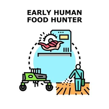 Human food evolution from hunting to modern agriculture Stock Illustration