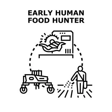 Human food evolution from hunting to modern agriculture イラスト素材