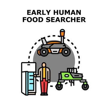 Human food searching evolution concept exploring past, present, future Stockillustratie
