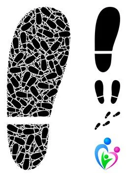 Human Foot Print Icon Recursion Composition Stock Illustration