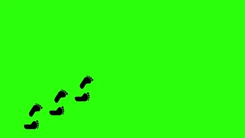 Human Foot Print Trail Walking on Green Background Stock Footage 291337224