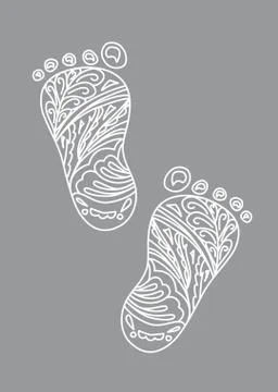 Human Foot print. Vector Illustration. Design element isolated on gray Stock Illustration