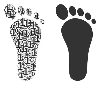Human Footprint Composition of Binary Digits 库存插图