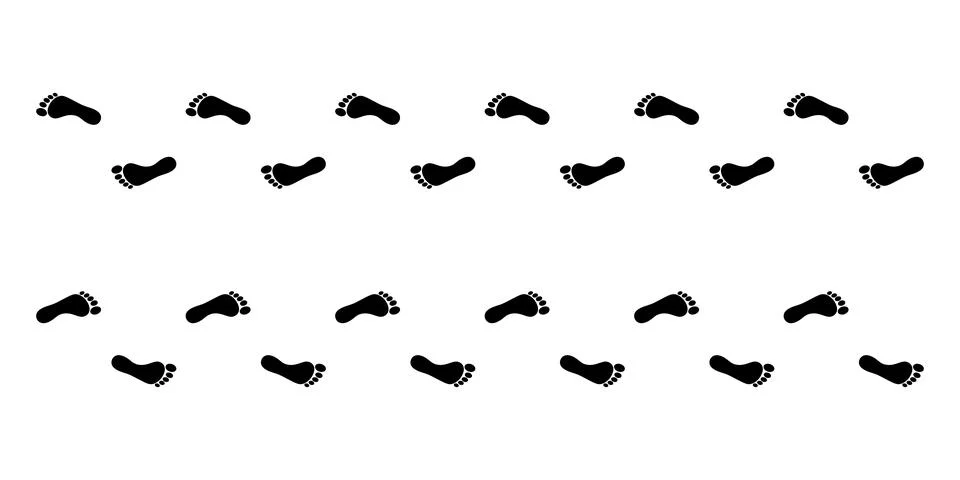 Human Footprint Trail Patterns Isolated on Transparent Background Stock-Illustration