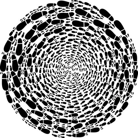 Human Footprints Icon Exploding Spheric Cluster Mosaic Stock Illustration