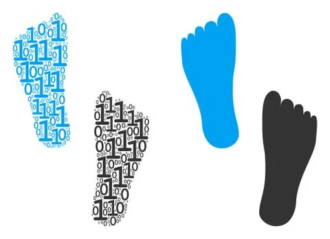 Human Footprints Mosaic of Binary Digits イラスト素材