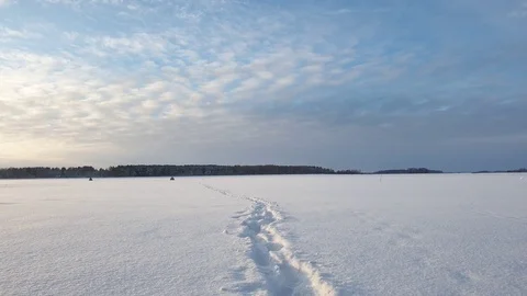Human footprints in the snow Stock Footage 101613042