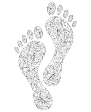 Human footprints on white background. Stock Illustration