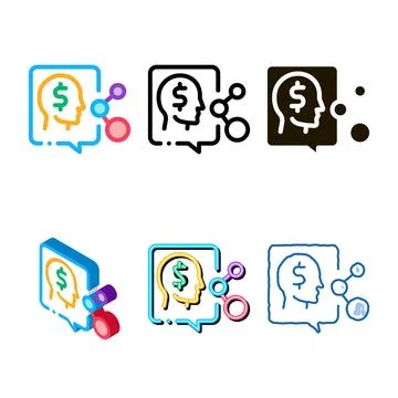 Human forms think about money icon vector outline Stock Illustration