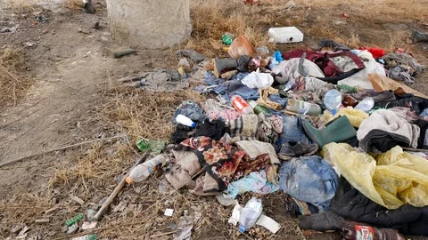 Human garbage under the bridge Stock Footage 102602052