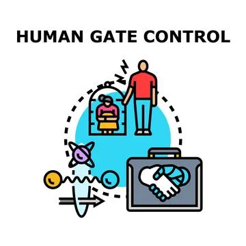 Human gate control process managing access and decisions Stock Illustration