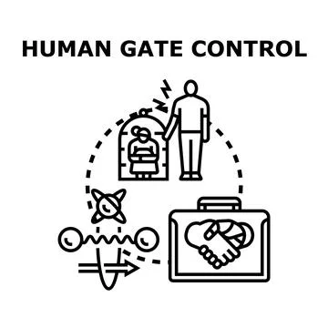 Human gate control process managing access and decisions Stock Illustration