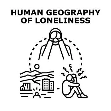 Human geography of loneliness concept exploring social isolation Stock Illustration