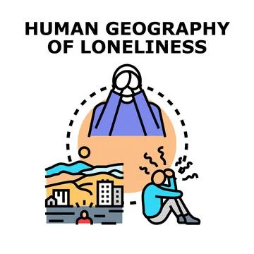 Human geography of loneliness concept exploring social isolation Stock Illustration