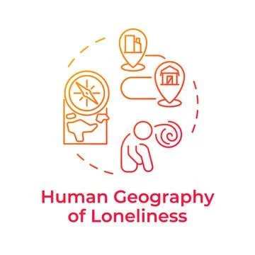 Human geography of loneliness red gradient concept icon Stock Illustration