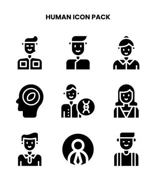 Human Glyph Set Icons Pack Ilustração Stock
