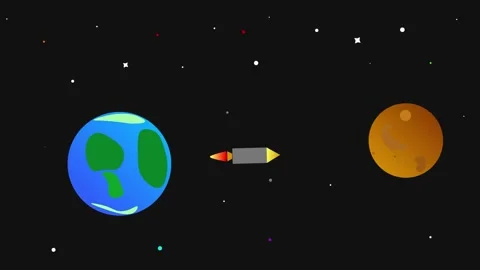 Human going to mars using rocket space animation for living in red planet Stock Footage 295587527