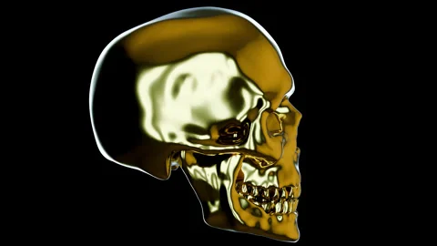 Human golden skull on black background. Stock Footage 288126366