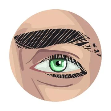 Human Green Eye in the Circle, Part of Male or Female Face Vector Illustration Ilustración de archivo