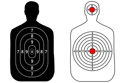 Human gun target on white background Stock Illustration