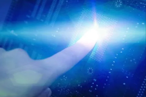 Human Hand Accessing Computer Technology Stock Photos